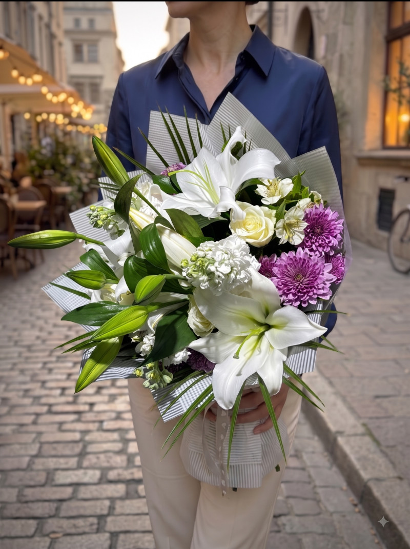 White Lilyum Buketi